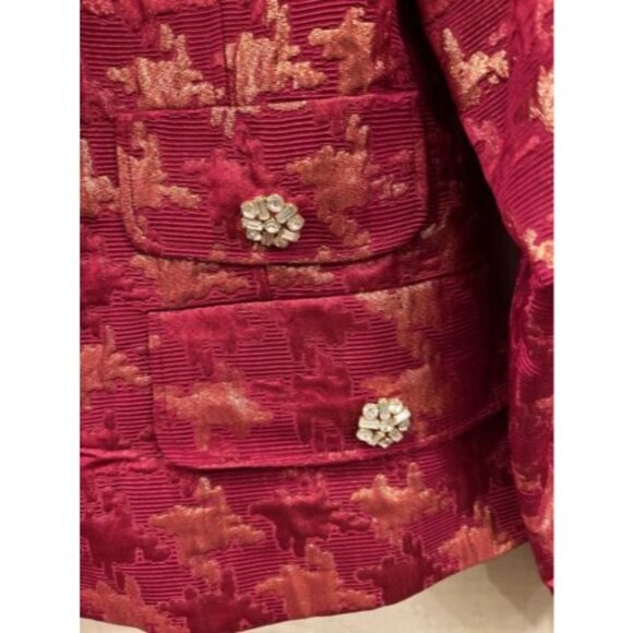 Christian Lacroix LUXE Auth 12 US 40 EU Red Gold Brocade Suit Jacket Skirt Coat - Picture 4 of 4